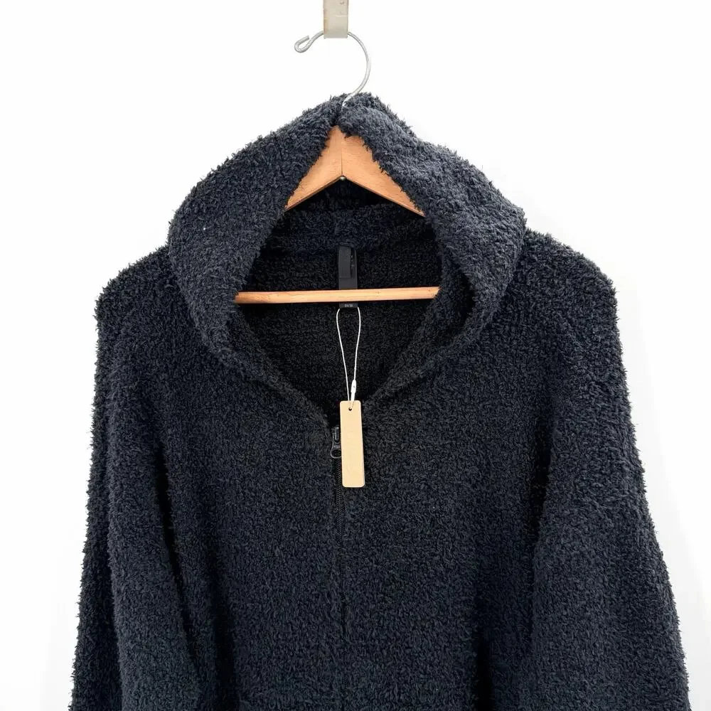 Skims Black Teddy Cozy Cropped Full Zip Hoodie Jacket Womens Size 2X / 3X